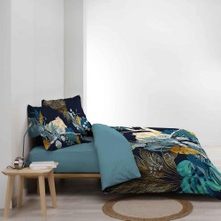 parure housse de couette mistic bleu paon