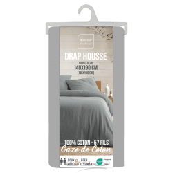 Drap Housse Gaze de Coton Gris