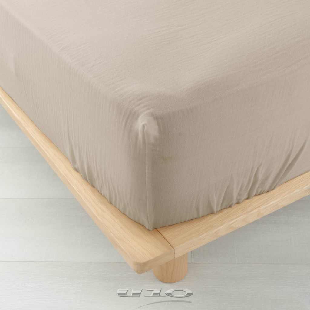 drap housse gaze de coton sable