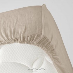 Drap Housse Gaze de Coton Beige