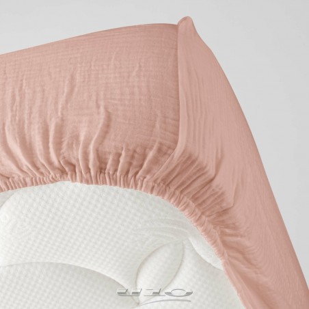 Drap Housse Gaze de Coton Rose