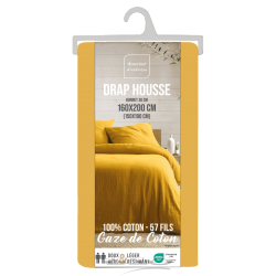 Drap Housse Gaze de Coton Jaune