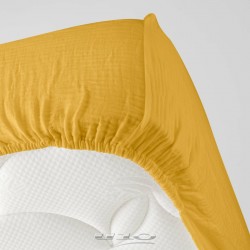 Drap Housse Gaze de Coton Jaune