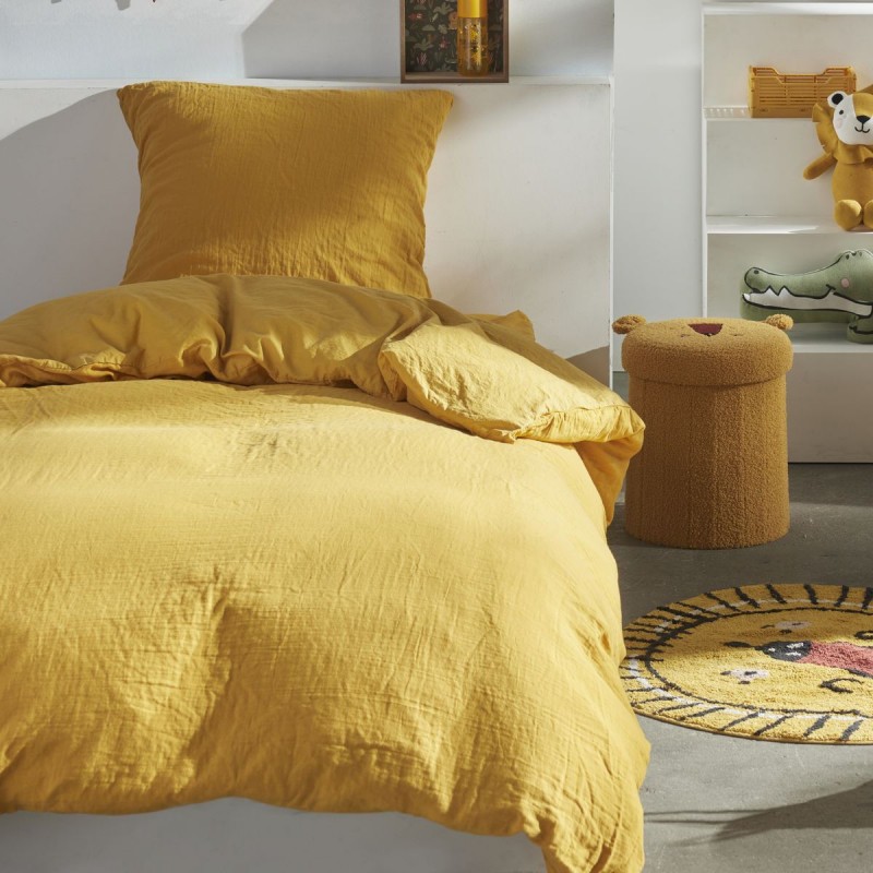 Today Parure Housse de couette Gaze de coton 140x200 cm Ocre Jaune