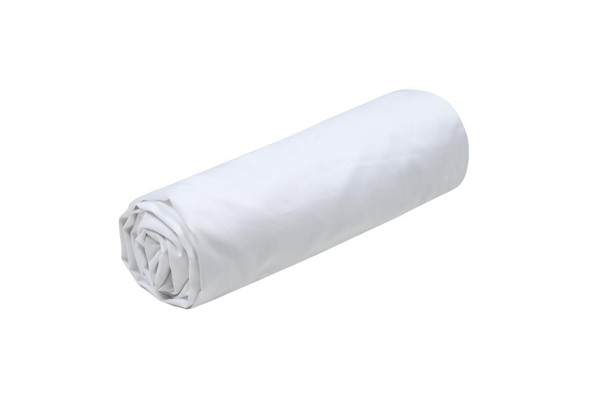 Drap Housse Stof 90 x 190 cm bonnet 30cm 78 Fils Percale Elysée Blanc