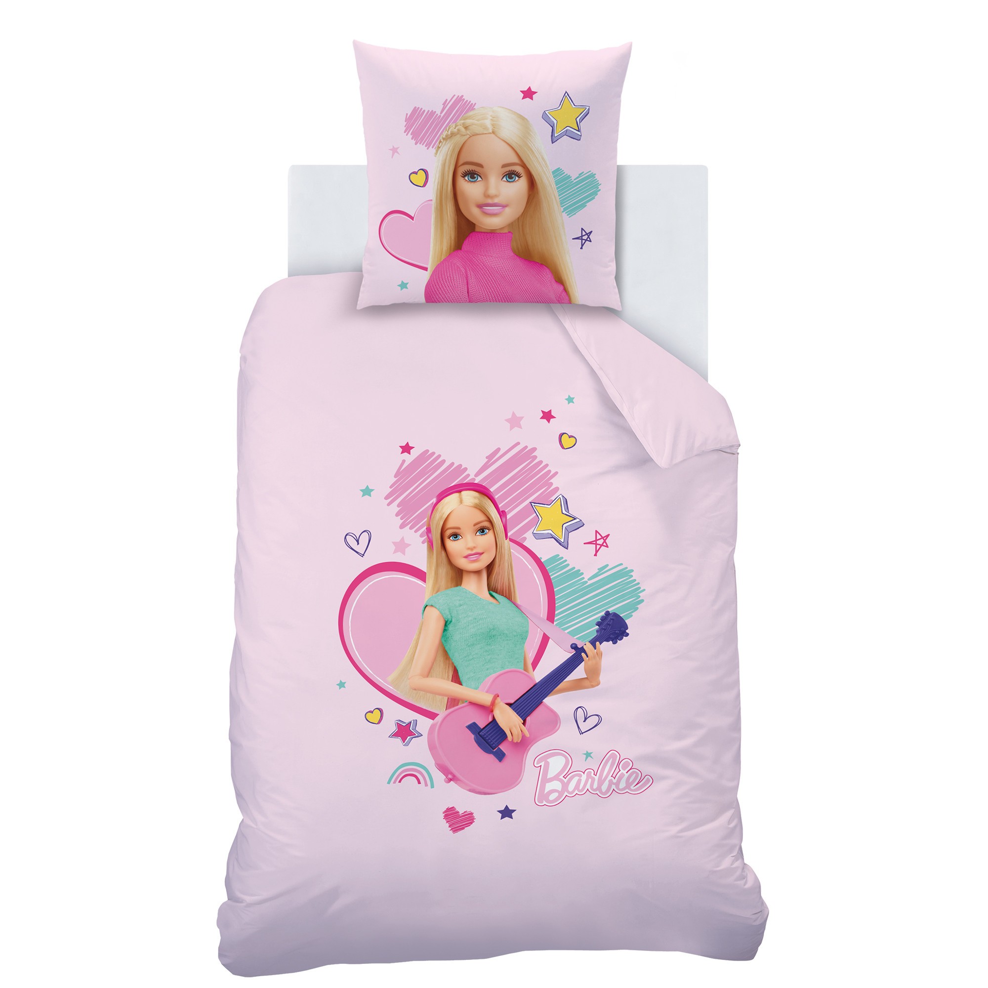 Parure de lit en coton rose Barbie pour lit de 1 personne